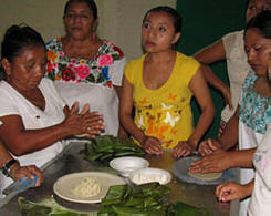 Maya Nut Cooking Workshop by the Maya Foundation In Laakeech in Xcalacoop, Yuc. Mexico
