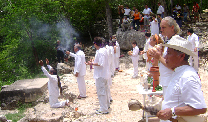 Mayan sacred ceremonies still are celebrated according to the Mayan Calendars at Hacienda Chichen Resort, Chichen Itza, Yucatan, Mexico.