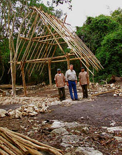 Various hardwoods are used to build a traditional Mayan Hut, in January the MFIL started constructing one using ancestral Mayan building techniques.