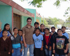 MFIL Volunteer Pablo Pavlovech and his students at Xcalacoop Elementary School